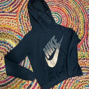 Nike Black Hoodie with Metallic Rose Gold Logo